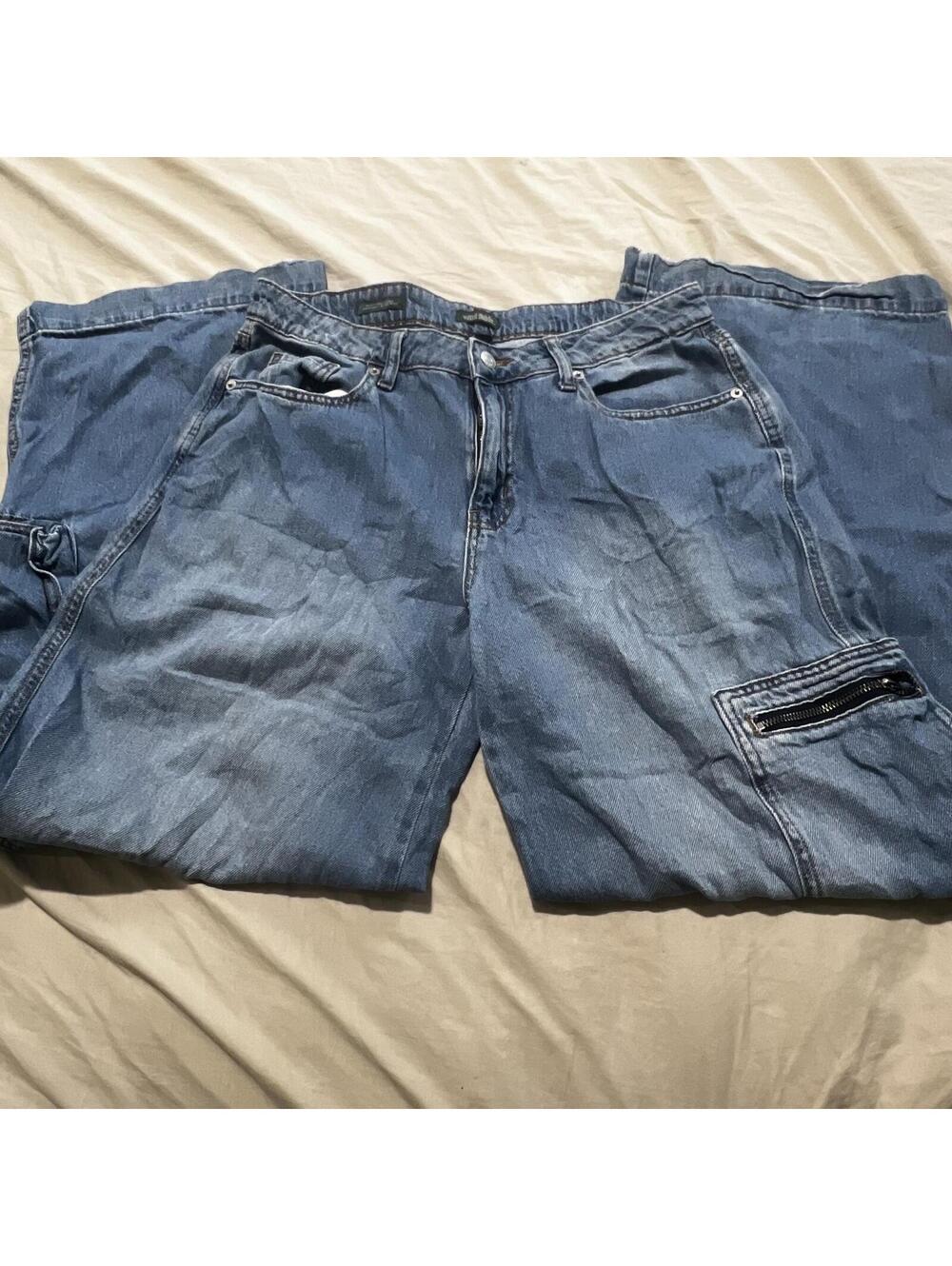 Wild Fable Women's Baggy Wide Leg Cargo Denim Pants 32x31(tag8R) Skater style
